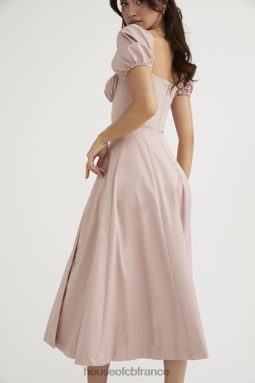 House of CB Tallulah - Robe mi-longue rose poudré à manches bouffantes N888H486 vêtements