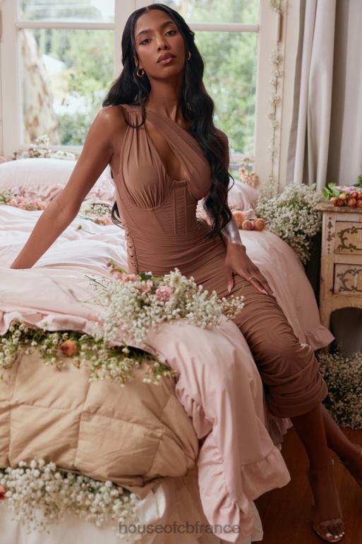 House of CB Valentina Moka - Robe midi asymétrique à découpes N888H488 vêtements