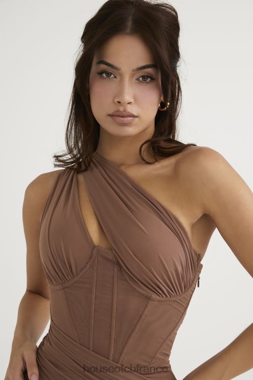 House of CB Valentina Moka - Robe midi asymétrique à découpes N888H488 vêtements