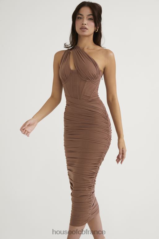 House of CB Valentina Moka - Robe midi asymétrique à découpes N888H488 vêtements
