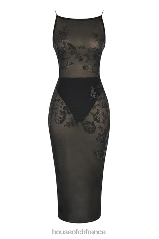 House of CB amirah - robe midi en tulle noire ornée de cristaux N888H367 vêtements