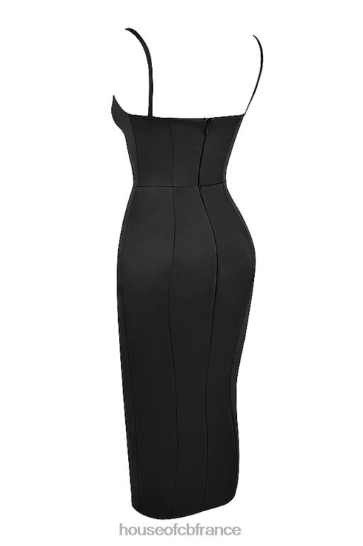 House of CB casimira robe midi corset en satin noir N888H521 vêtements
