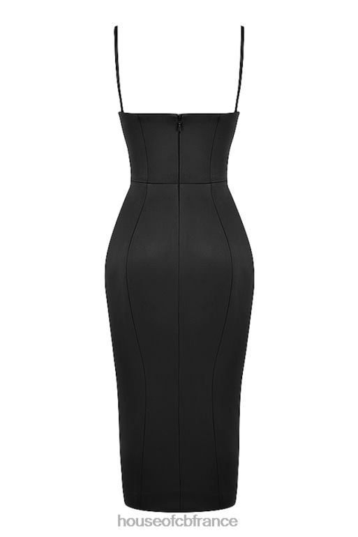 House of CB casimira robe midi corset en satin noir N888H521 vêtements