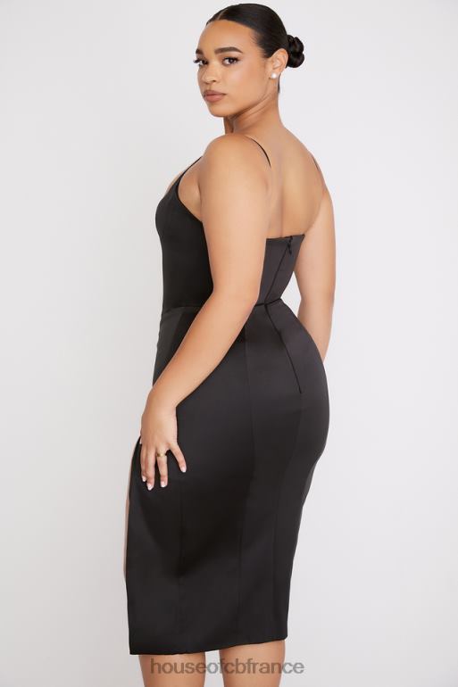 House of CB casimira robe midi corset en satin noir N888H521 vêtements
