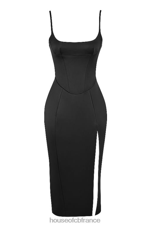 House of CB casimira robe midi corset en satin noir N888H521 vêtements