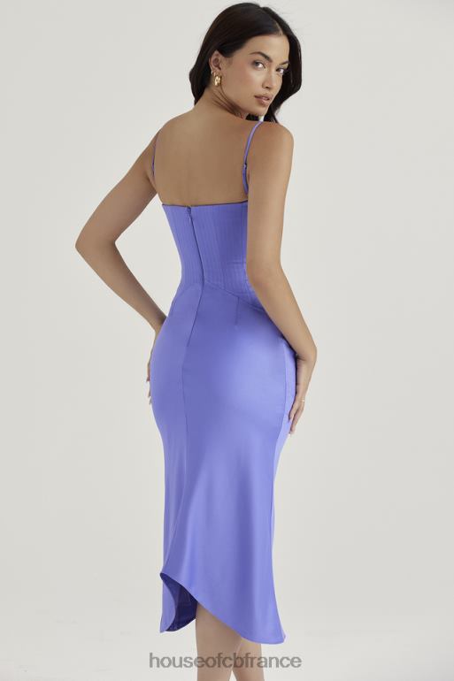 House of CB imogen - robe midi corset en satin pervenche N888H415 vêtements