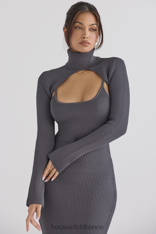 House of CB meliora robe midi en maille anthracite N888H310 vêtements