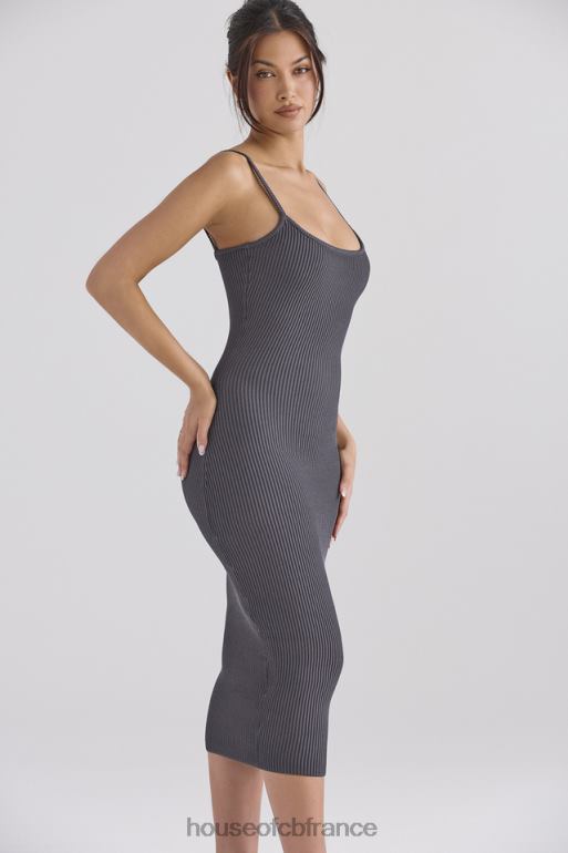 House of CB meliora robe midi en maille anthracite N888H310 vêtements