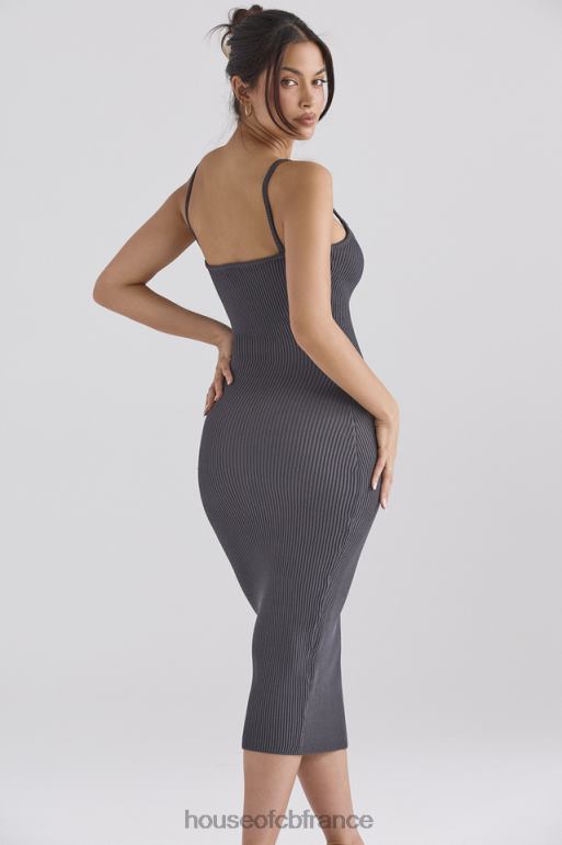 House of CB meliora robe midi en maille anthracite N888H310 vêtements