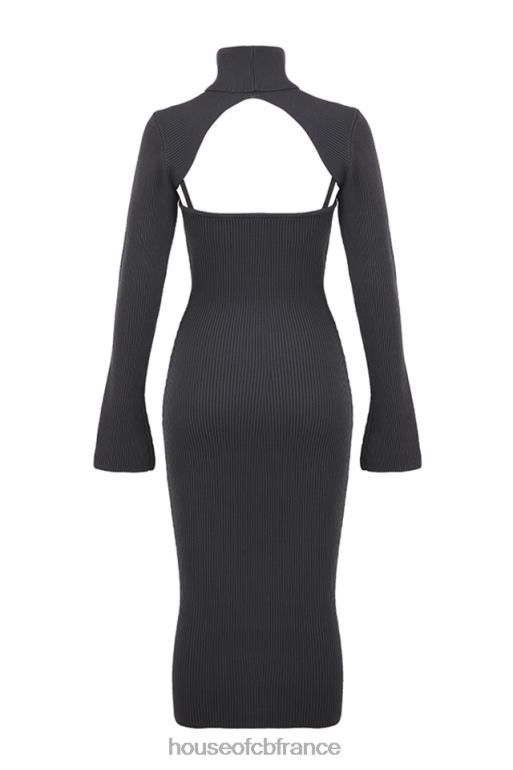 House of CB meliora robe midi en maille anthracite N888H310 vêtements