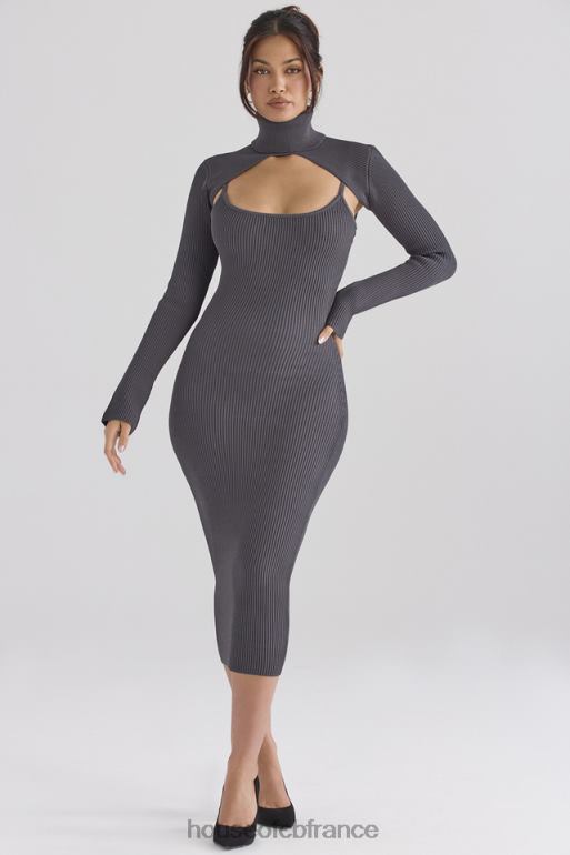 House of CB meliora robe midi en maille anthracite N888H310 vêtements