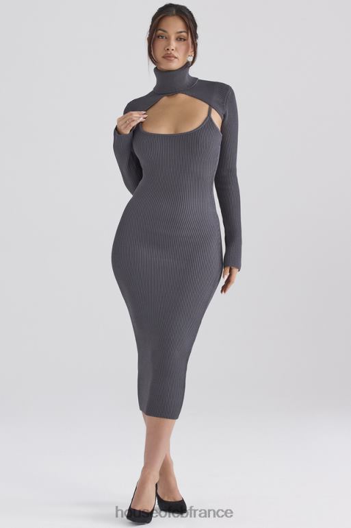 House of CB meliora robe midi en maille anthracite N888H310 vêtements