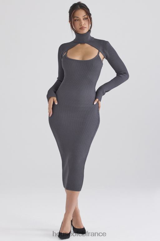 House of CB meliora robe midi en maille anthracite N888H310 vêtements