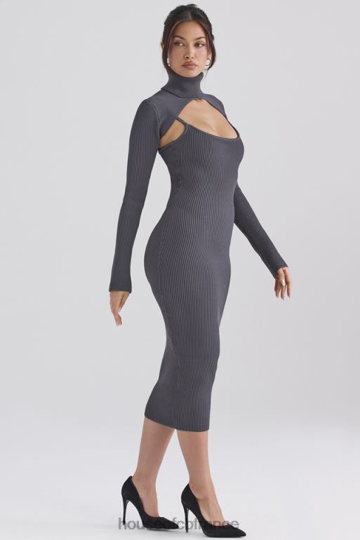 House of CB meliora robe midi en maille anthracite N888H310 vêtements