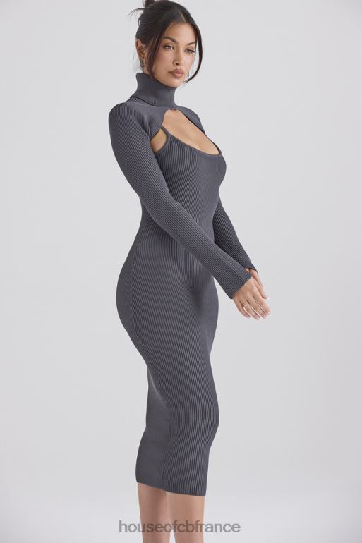 House of CB meliora robe midi en maille anthracite N888H310 vêtements