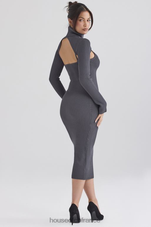 House of CB meliora robe midi en maille anthracite N888H310 vêtements