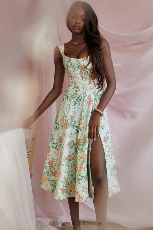 House of CB robe d\'été mi-longue Saira à imprimé jade clair N888H242 vêtements