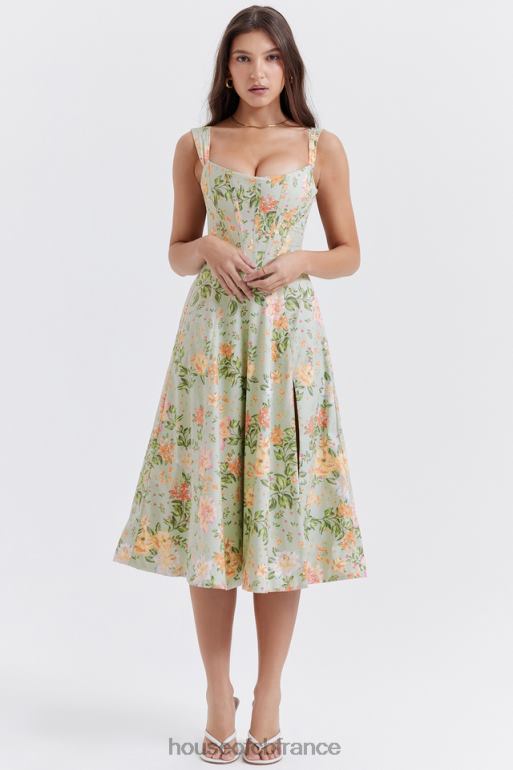 House of CB robe d\'été mi-longue Saira à imprimé jade clair N888H242 vêtements