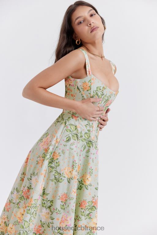 House of CB robe d\'été mi-longue Saira à imprimé jade clair N888H242 vêtements