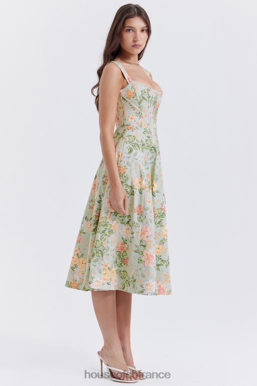 House of CB robe d\'été mi-longue Saira à imprimé jade clair N888H242 vêtements