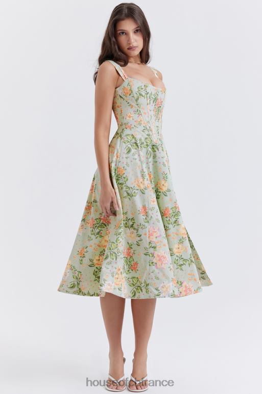 House of CB robe d\'été mi-longue Saira à imprimé jade clair N888H242 vêtements