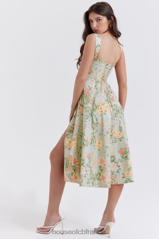 House of CB robe d\'été mi-longue Saira à imprimé jade clair N888H242 vêtements