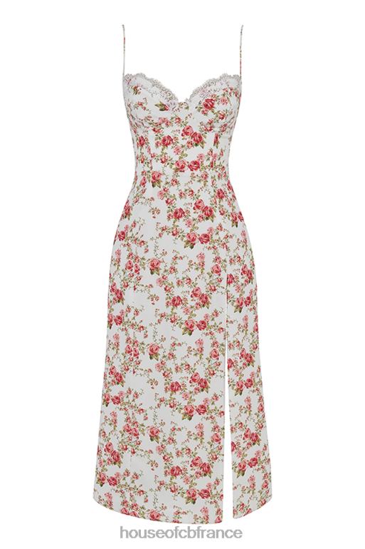 House of CB robe d\'été mi-longue corset à imprimé charlotte rose N888H431 vêtements