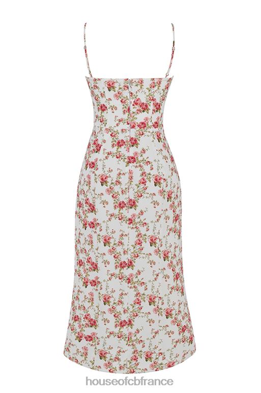 House of CB robe d\'été mi-longue corset à imprimé charlotte rose N888H431 vêtements