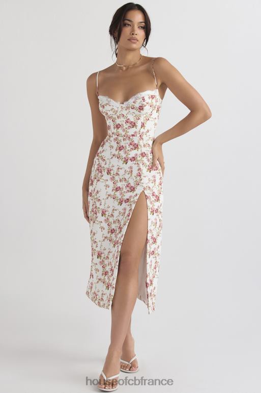 House of CB robe d\'été mi-longue corset à imprimé charlotte rose N888H431 vêtements