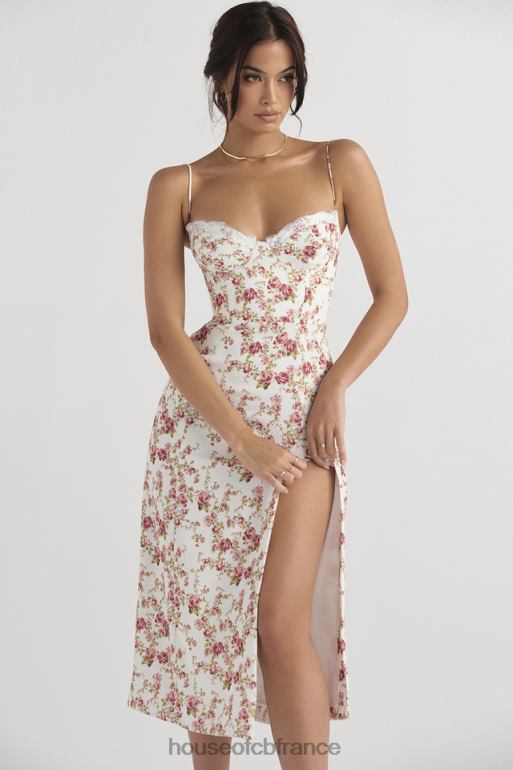 House of CB robe d\'été mi-longue corset à imprimé charlotte rose N888H431 vêtements