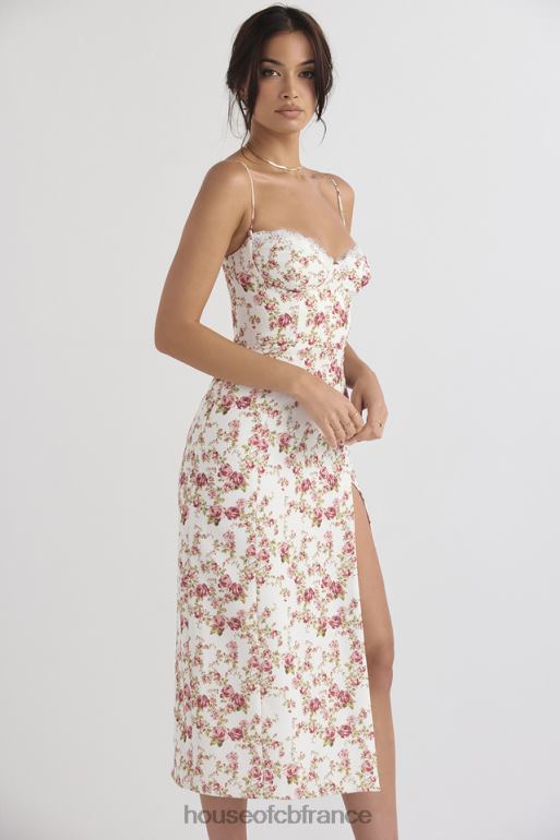 House of CB robe d\'été mi-longue corset à imprimé charlotte rose N888H431 vêtements