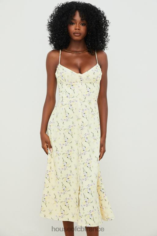 House of CB robe d\'été mi-longue à fleurs citron annabella N888H552 vêtements