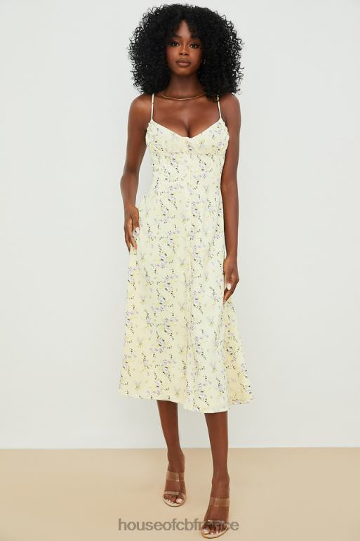 House of CB robe d\'été mi-longue à fleurs citron annabella N888H552 vêtements