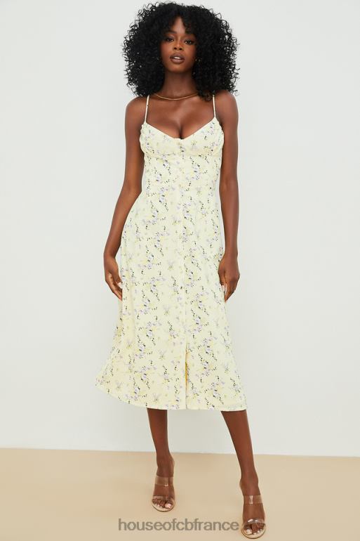 House of CB robe d\'été mi-longue à fleurs citron annabella N888H552 vêtements