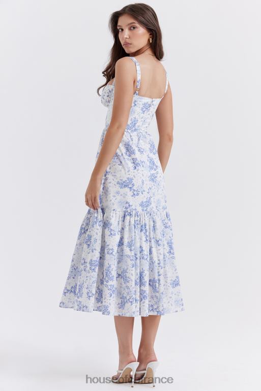 House of CB robe d\'été mi-longue imprimée bleue Elia N888H264 vêtements