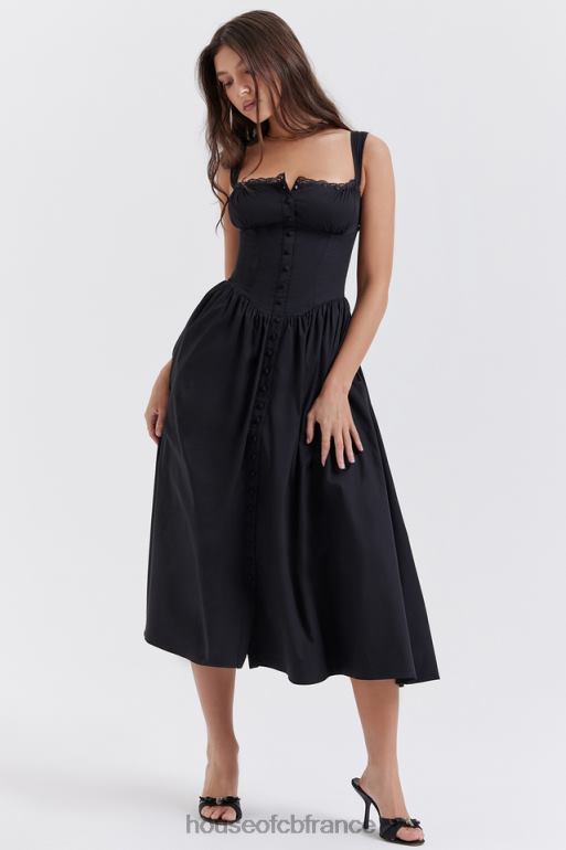House of CB robe d\'été midi noire tatiana N888H253 vêtements
