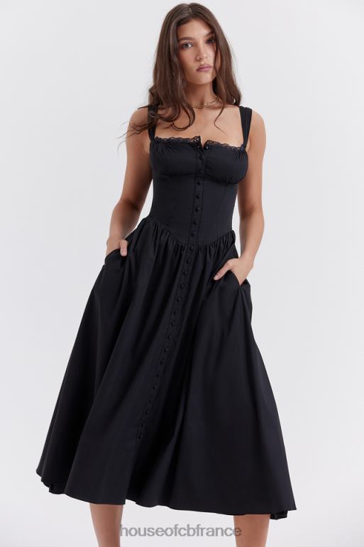 House of CB robe d\'été midi noire tatiana N888H253 vêtements