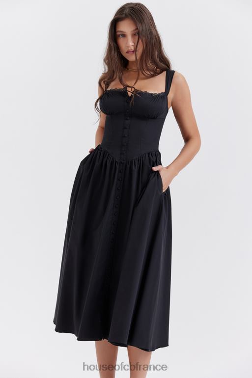 House of CB robe d\'été midi noire tatiana N888H253 vêtements