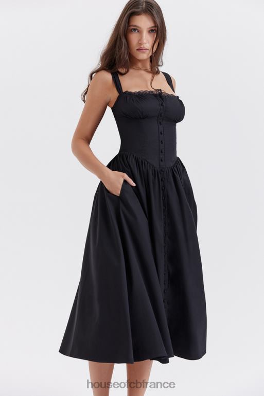 House of CB robe d\'été midi noire tatiana N888H253 vêtements