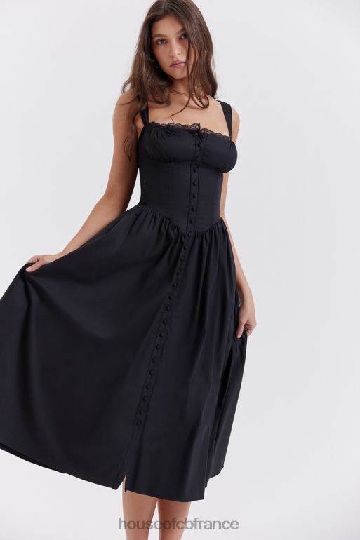 House of CB robe d\'été midi noire tatiana N888H253 vêtements