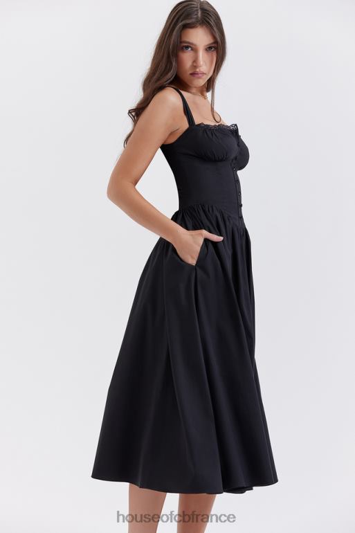 House of CB robe d\'été midi noire tatiana N888H253 vêtements