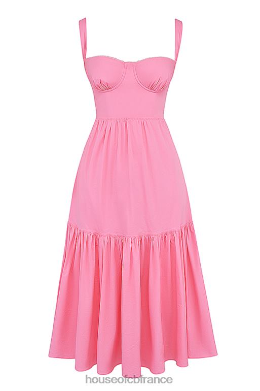 House of CB robe d\'été midi rose elia french N888H211 vêtements