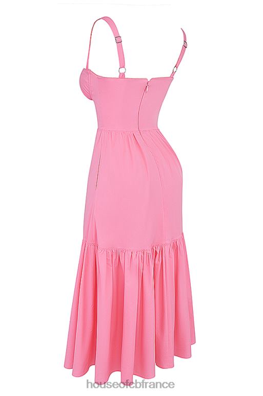 House of CB robe d\'été midi rose elia french N888H211 vêtements