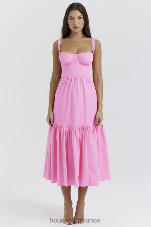 House of CB robe d\'été midi rose elia french N888H211 vêtements