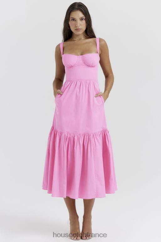 House of CB robe d\'été midi rose elia french N888H211 vêtements