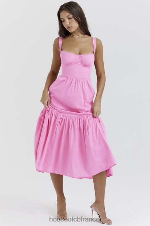 House of CB robe d\'été midi rose elia french N888H211 vêtements