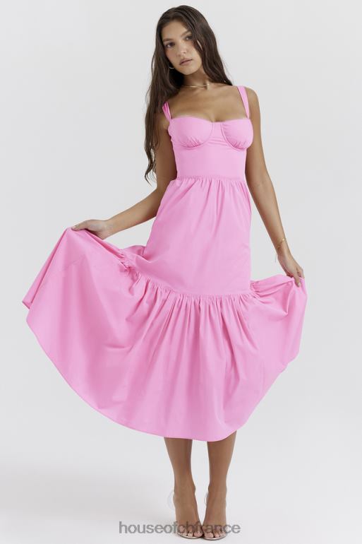 House of CB robe d\'été midi rose elia french N888H211 vêtements