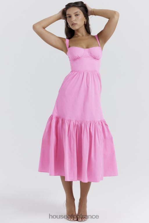House of CB robe d\'été midi rose elia french N888H211 vêtements