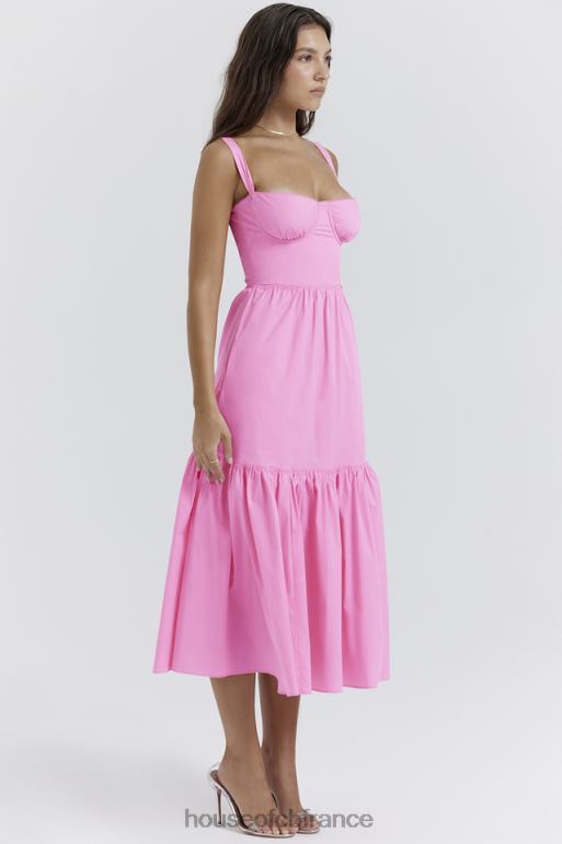 House of CB robe d\'été midi rose elia french N888H211 vêtements