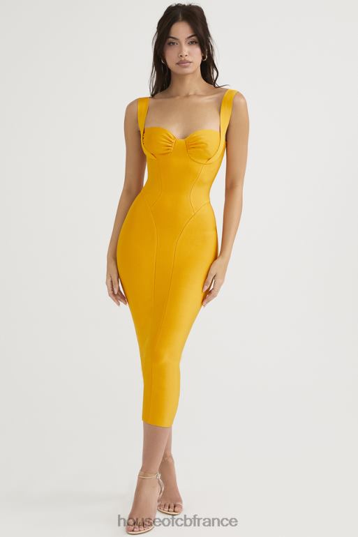 House of CB robe mi-longue bandage charlene mandarine N888H467 vêtements
